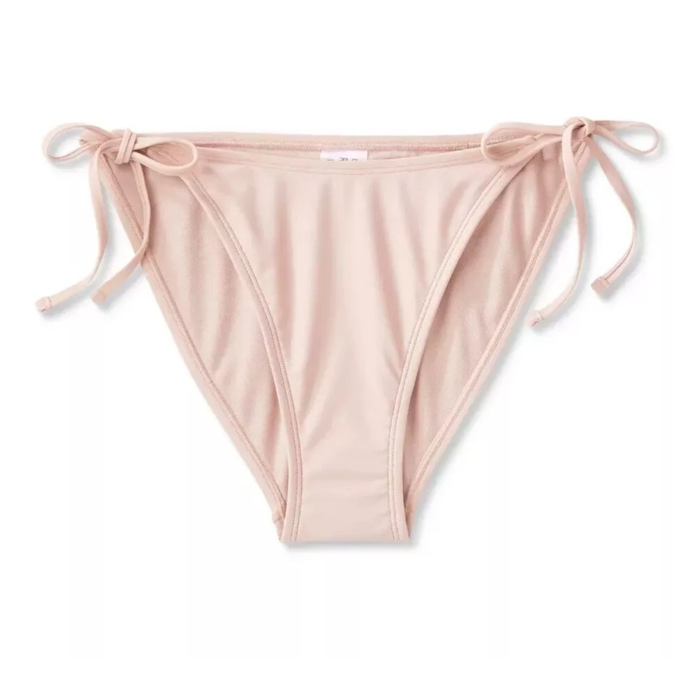Wild Fable Women's Side Tie High Leg Cheeky Bikini Bottom Beige Size XS (0-2)